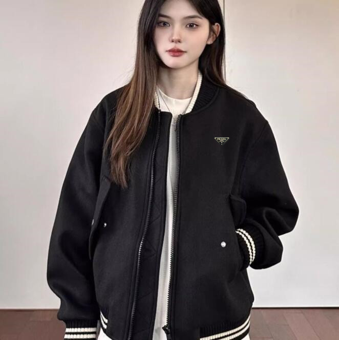 high quality designer jacket women black baseball jackets for woman autumn plus size Preppy style coat