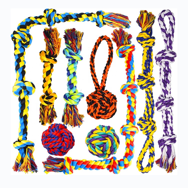 Popular Pet Supplies Dog Dental Rope Toys Knots Indestructible Cotton Puppy Teething Chew Toy Set