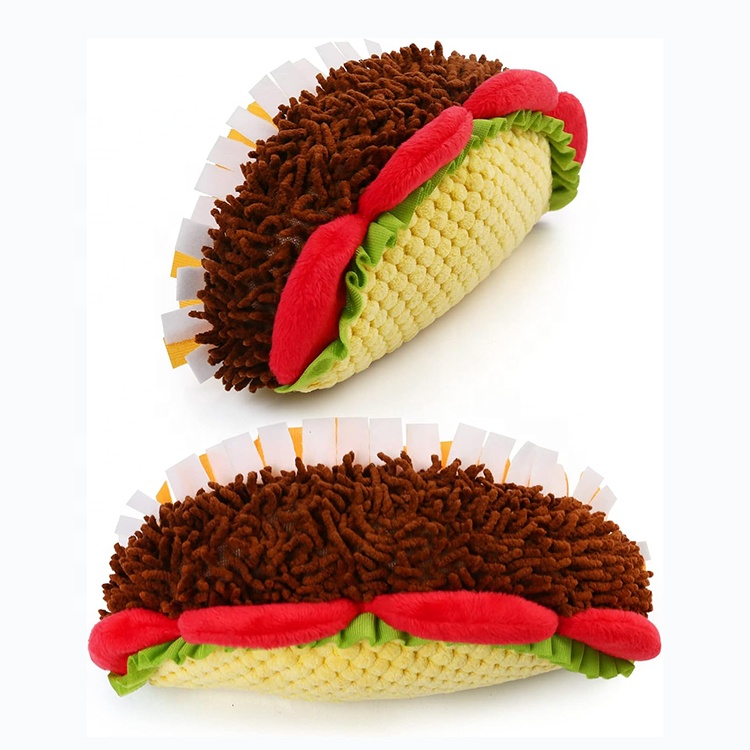 Customized Plush Taco Dog Toy Pet Supplies Puppy Birthday Toys Stuffed Dog Chew Toys For Teething