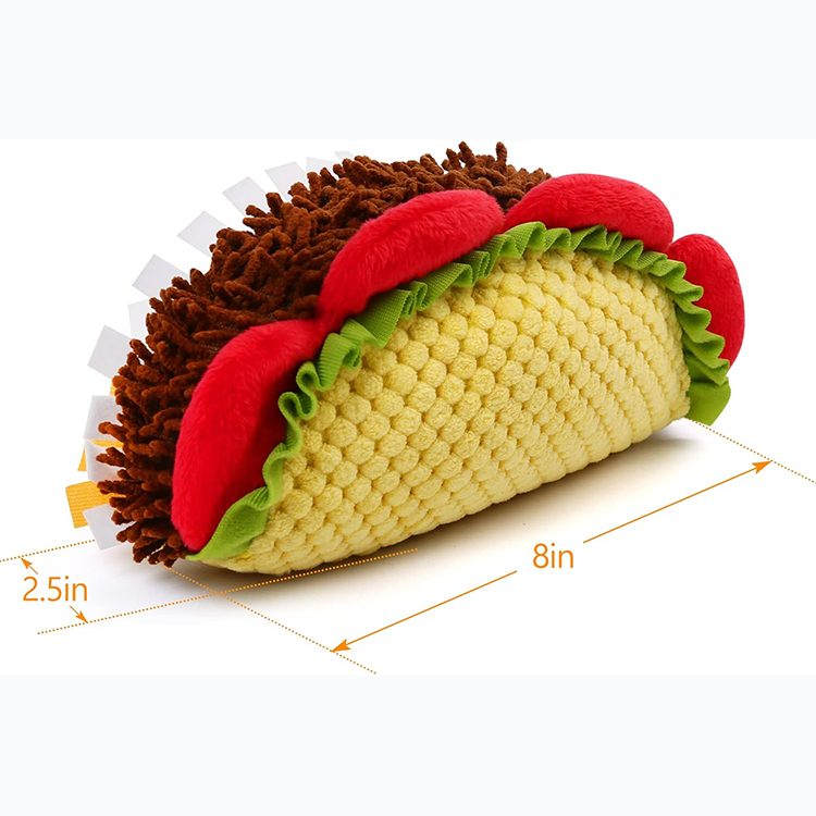 Customized Plush Taco Dog Toy Pet Supplies Puppy Birthday Toys Stuffed Dog Chew Toys For Teething