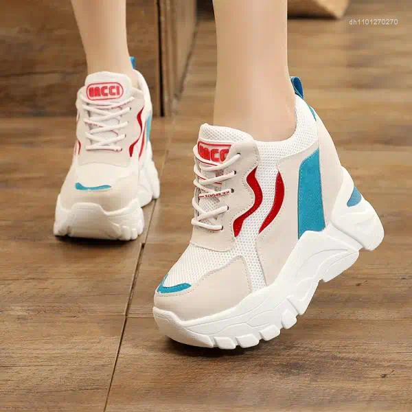 Casual Shoes Womens Sneakers 2024 Fashion Tennis Female Woman-shoes Platform Designer Trainers Wedge Roses Thick Sole Increa