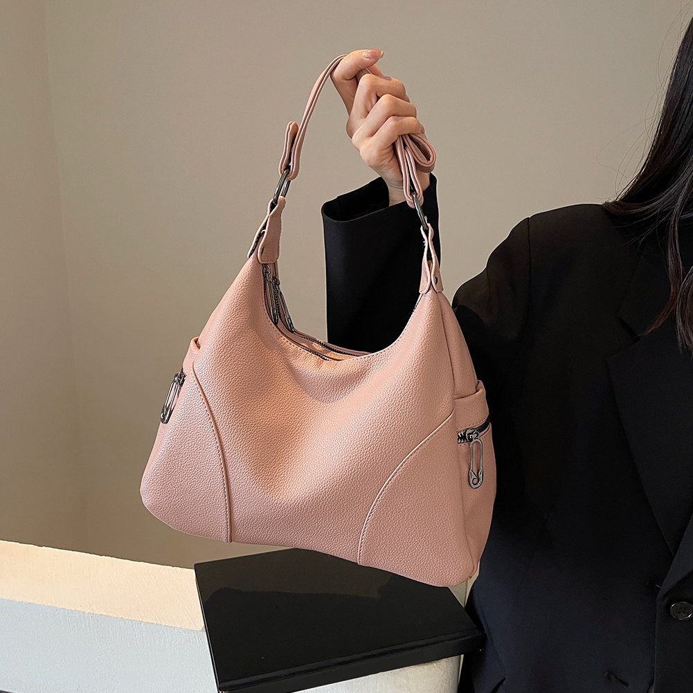 Women PU Fashion Shoulder Bag Large Capacity Casual Handbag Adjustable Strap Trendy Satchel Bag Multi-pockets Chic Hobo Bag