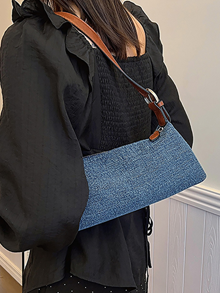 Retro Denim Canvas Bags For Women Trend Commuting Versatile Crossbody Purses 2024 New Simple Female Handheld One Shoulder Bag
