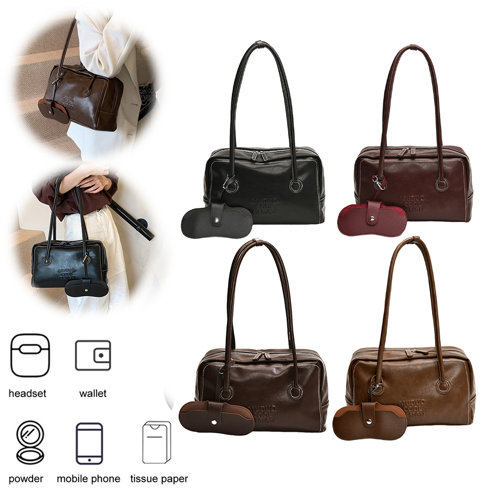 Underarm Bag PU Leather with Inner Pocket Shoulder Bag for Women with Double Zip Hobo Bag Handbag for Work Travel