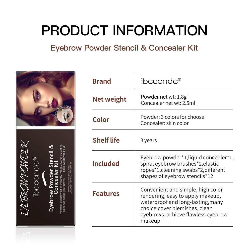 eyebrow powder template and concealer kit waterproof female makeup brush template and kit tattoo eyebrow brush Easy to stain 241107