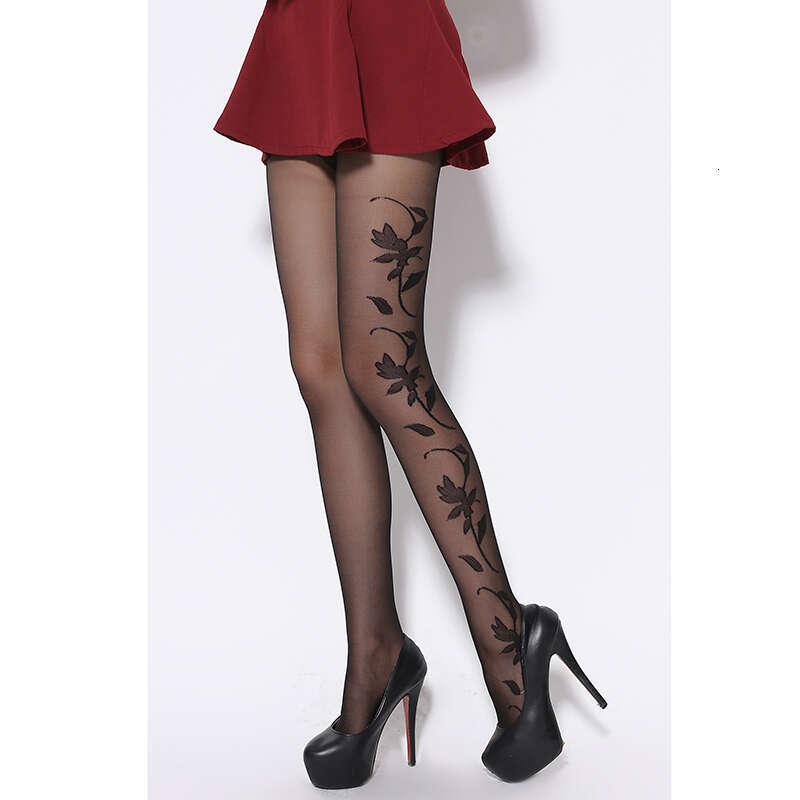 20 Denier Ultra Sheer Summer Black Fashionable And Sexy Woman Pattern Jacquard Core-Spun Silk Pantyhose Tights Stocking
