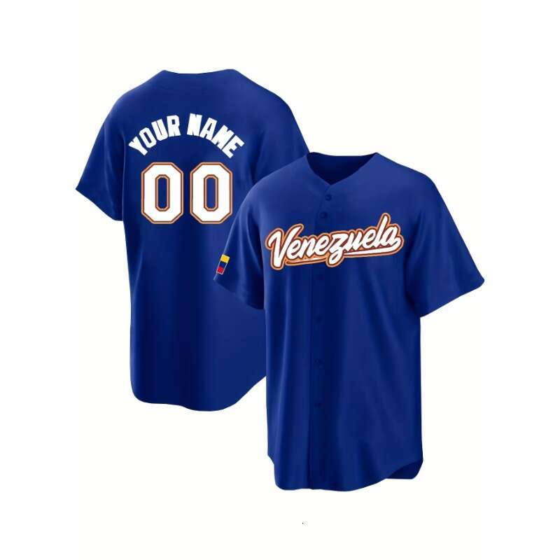 2025 Personalized Name&Number Venezuela Baseball Jersey-Men's Loose Fit Short Sleeve Sports Shirt for Team Training Embroidery Design