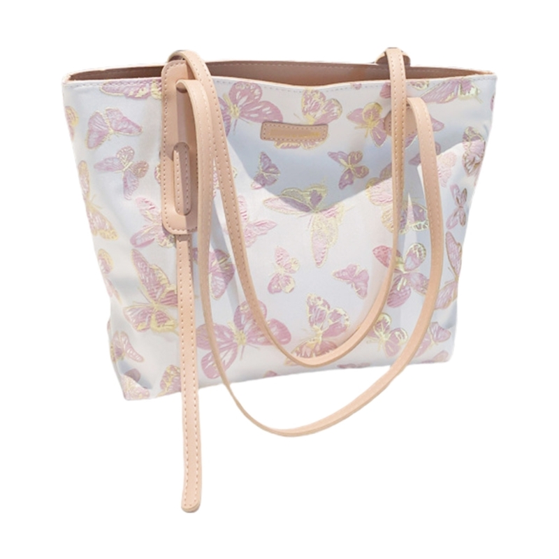 Embroidered Butterfly Canvas Top Handle Bag for Women Shoulder Bags Handbag Dropship
