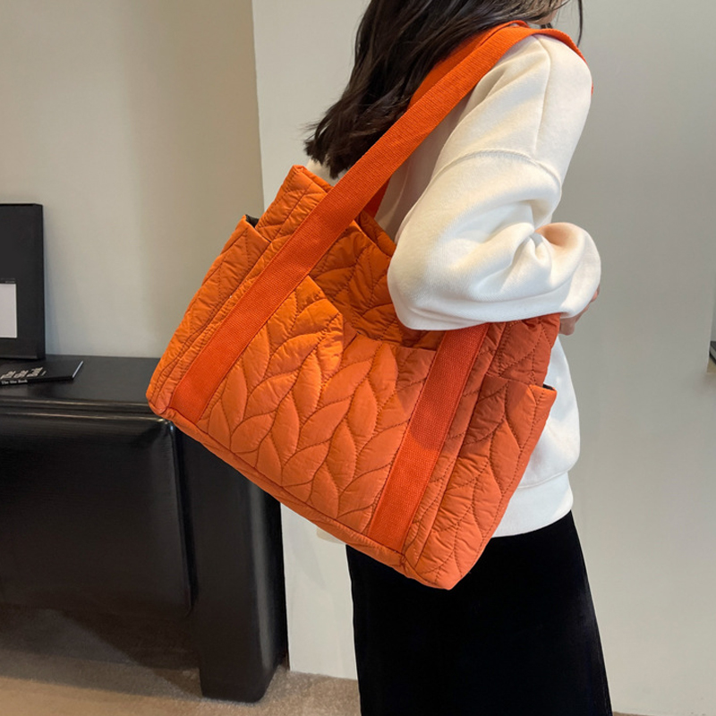Quilted Padded Tote Bag for Women Shoulder Bag Nylon Handbag Large Handbag Down Satchel Bag Top Handle Bag Travel Bag 2024