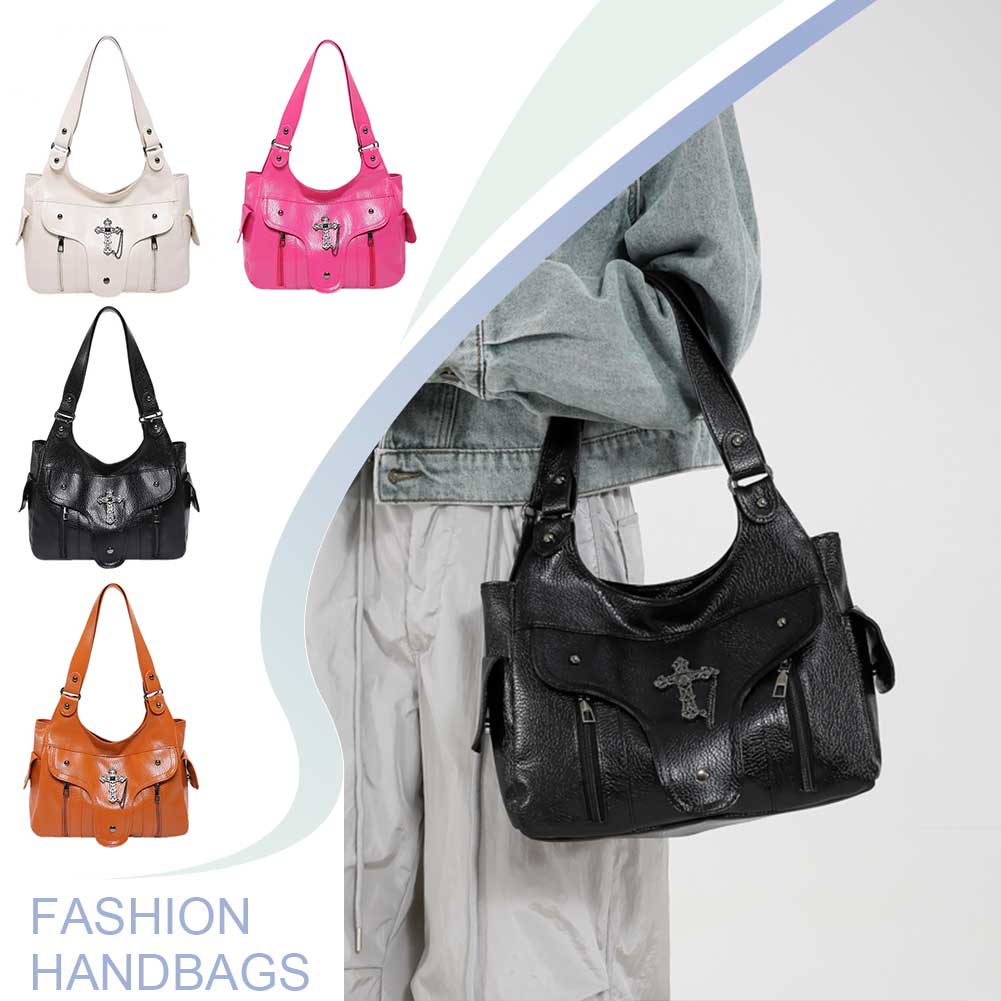 Women Retro Tote Handbag PU Leather Luxury Shoulder Bag Large Capacity Fashion Tote Bag Ladies Commute Bag
