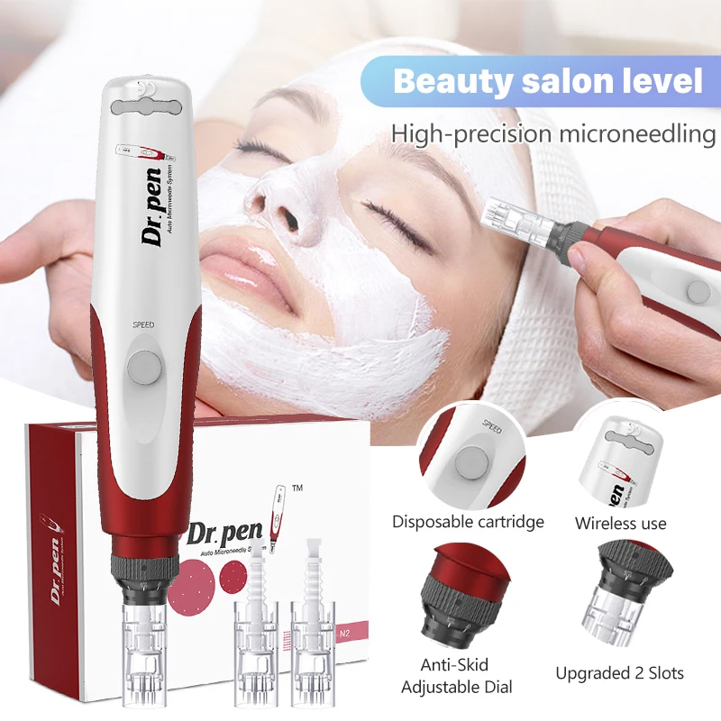 Derma Pen Microneedling Rolling System Professional Electric Facial Treatment Micro Needling Dermapen Bayonet Cartridge 12 Pins Beauty Devices Dr.pen 