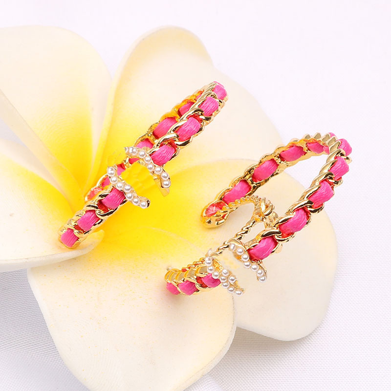 20style Classic Designer Golden Sier Stud Earrings for Women Brand Double Letter Geometric Big Annulus Earring Inlay Crystal Rhinestone Eardrop Wedding Jewelry