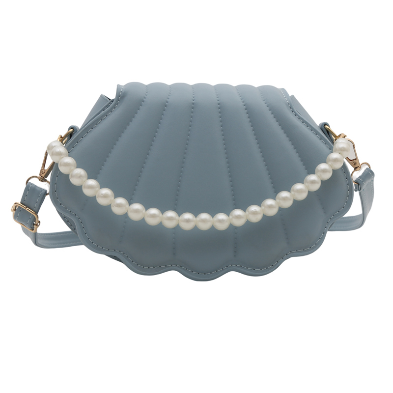 PU Leather Shoulder Bag Seashell Women Crossbody Bag Pearl Chain Hobo Bag with Adjustable Strap for Party Prom Cocktail