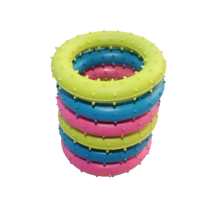 New Pure Color TPR Rubber Round Circle Pets Dogs Chew Trainer Eco-Friendly Pet Chew Toys
