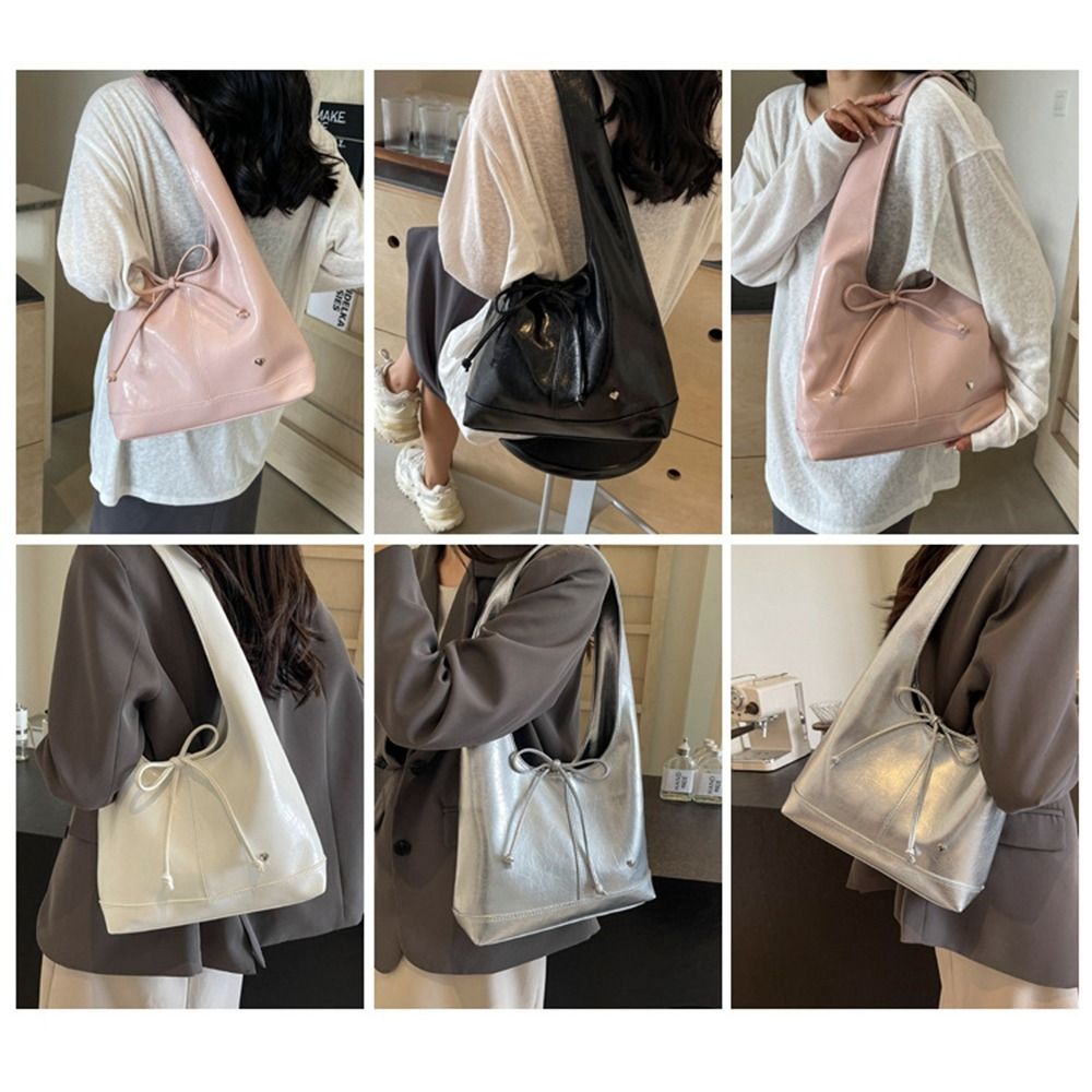 Vintage PU Leather Shoulder Bag for Women Soft Tote Bag Shopper Underarm Bag Fashion Large Capacity Handbag
