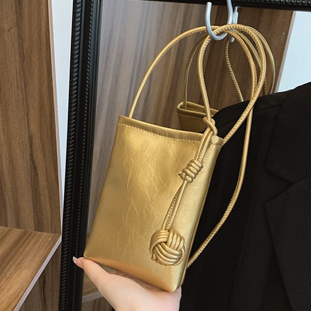 Pu Leather Mobile Phone Bag Bright Surface Korean Style Single Shoulder Bag Single Shoulder Luxury Crossbody Phone Bag Women