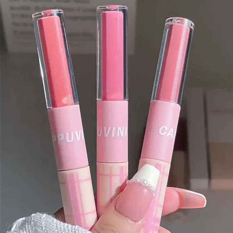 Double sided lipstick sexy and lasting red lipstick full gloss mirror and matte velvet liquid lipstick Korean cosmetics 241107