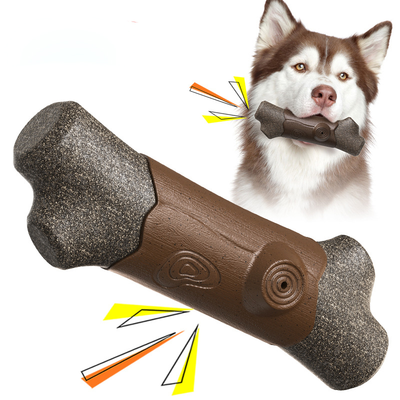 Manufacturer Wholesale BPA free Interact bite resistance Branches bone squeaky pet dog chew rubber toys for aggressive chewer