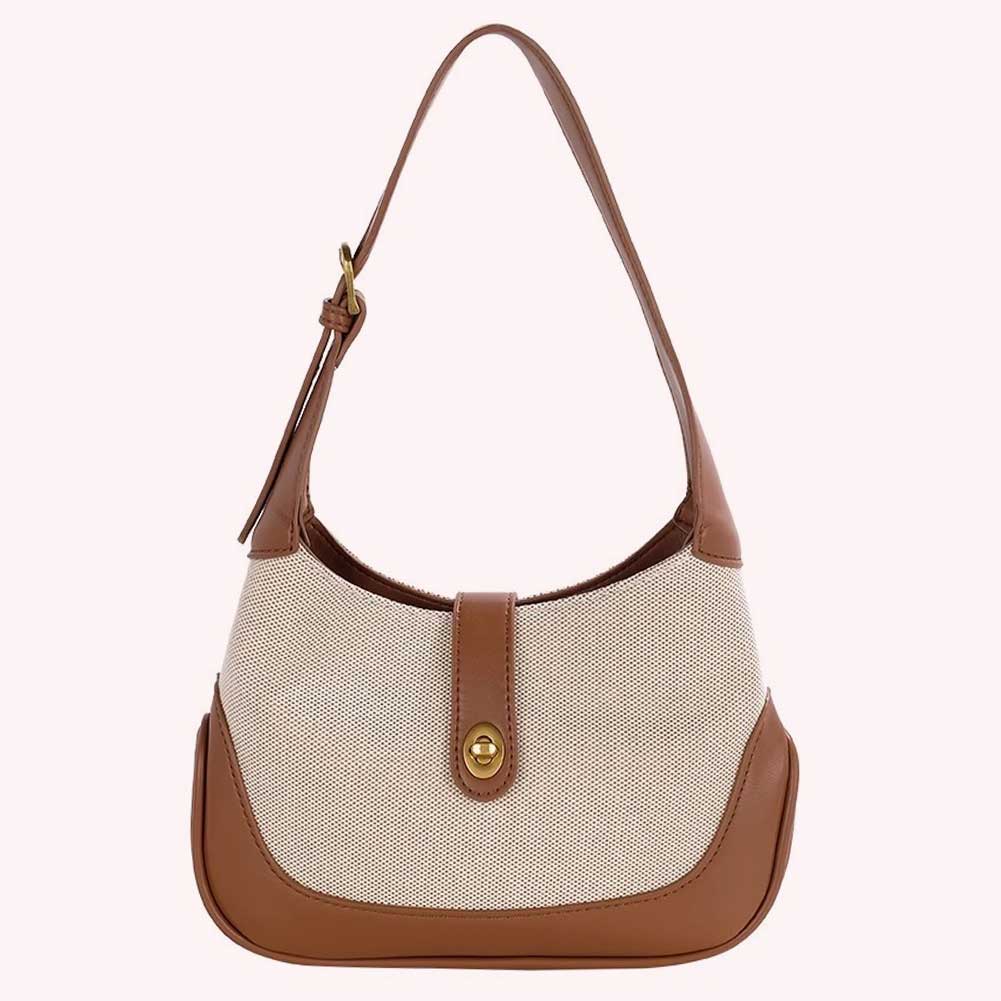 Women Vintage Shoulder Bag Contrast Color Tote Dumpling Bag Trendy French Underarm Bag Top Handle Bag Daily Dating Purse