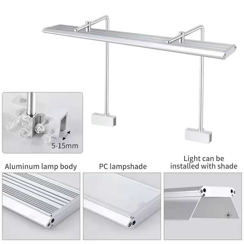 WEEK AQUA V Series Full Spectrum Adjustable Light Aquarium Lamp with Light Holder Wrgb Fish Tank LulightLX241107