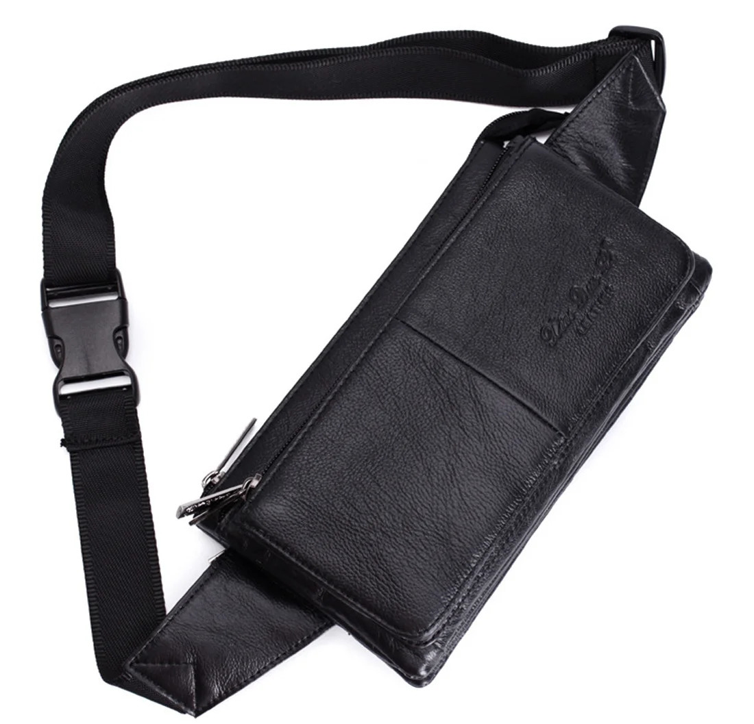 Men Waist Fanny Pack Belt Hip Bag Purse Genuine Leather Travel Fashion Real Cowhide Male Shoulder Sling Chest Cross body 240408