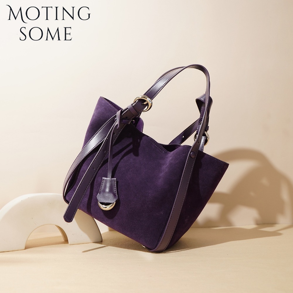 Motingsome Suede Leather Bags Women Shoulder Handbag and Purses Luxury Matte Leather Basket Bag Crossbody Mini Tote 2024 New