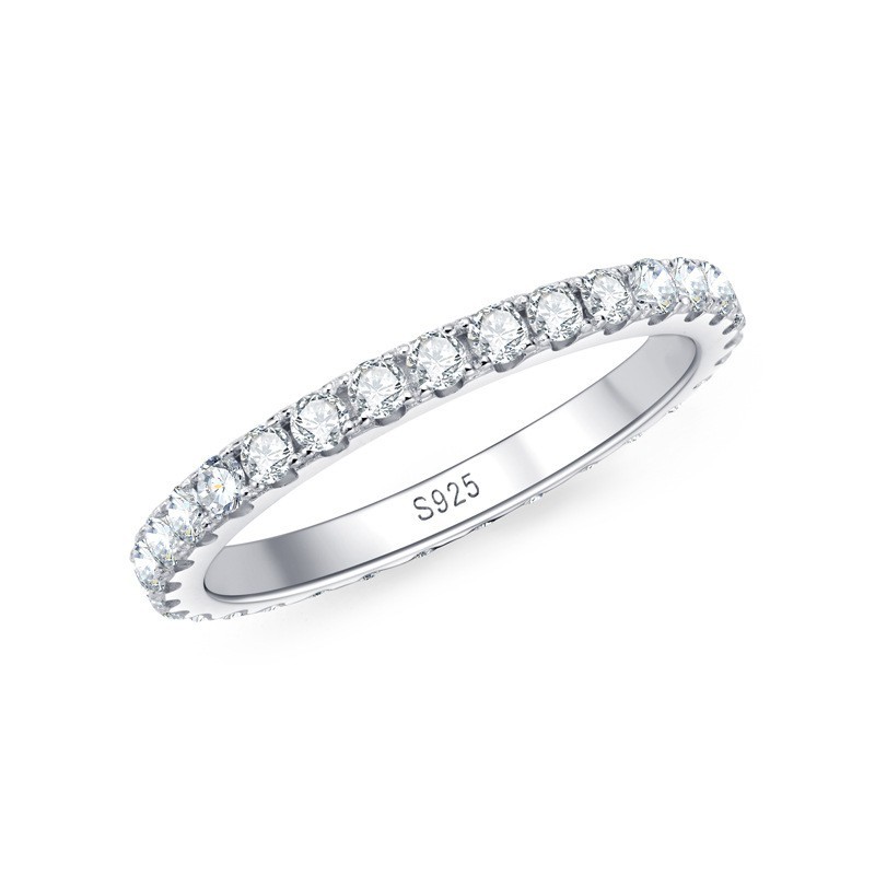 Luxury Moissanite Band Rings Promise Ring for Women 100% Original 925 Sterling Silver D White Gold Diamond Rings Eternity Wedding Fine Jewelry Gift US