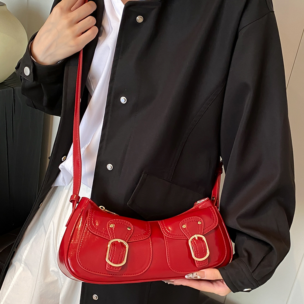 Fashion Leather Shoulder Armpit Bag PU Leather Crossbody Bag Female Simple Small Pocket Design Underarm Handbags and Purses