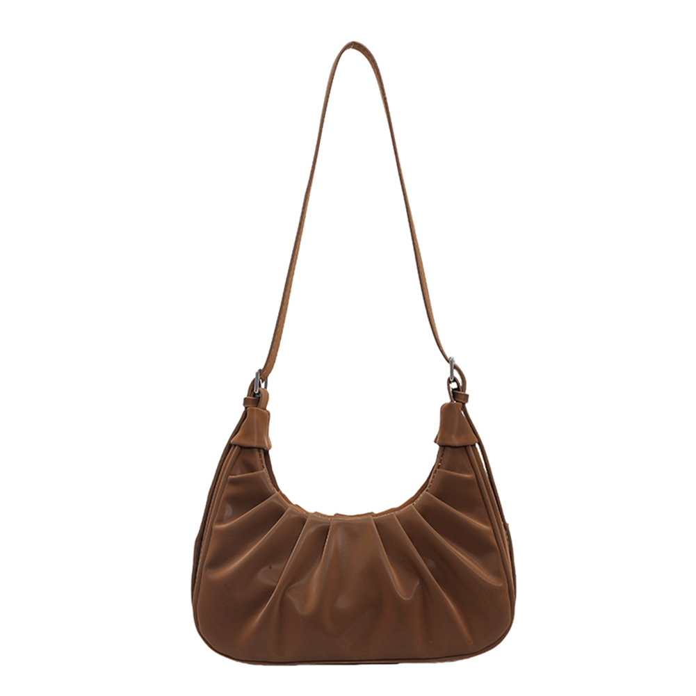 Shoulder Bag for Women Ruched Crossbody Bag PU Leather Adjustable Strap Hobo Bag Clutch Purse for Work Travel