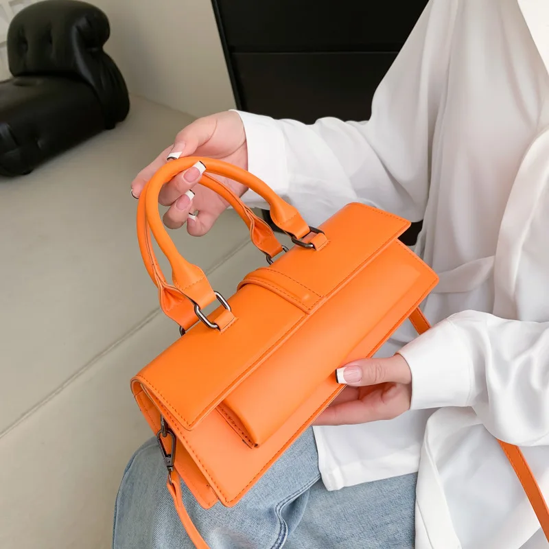 New Free Delivery Small Handbags And Purses Designer Orange Shoulder Bag Stone Pattern Leather Crossbody Female Clutch Bags For Women Designer Bag Lux