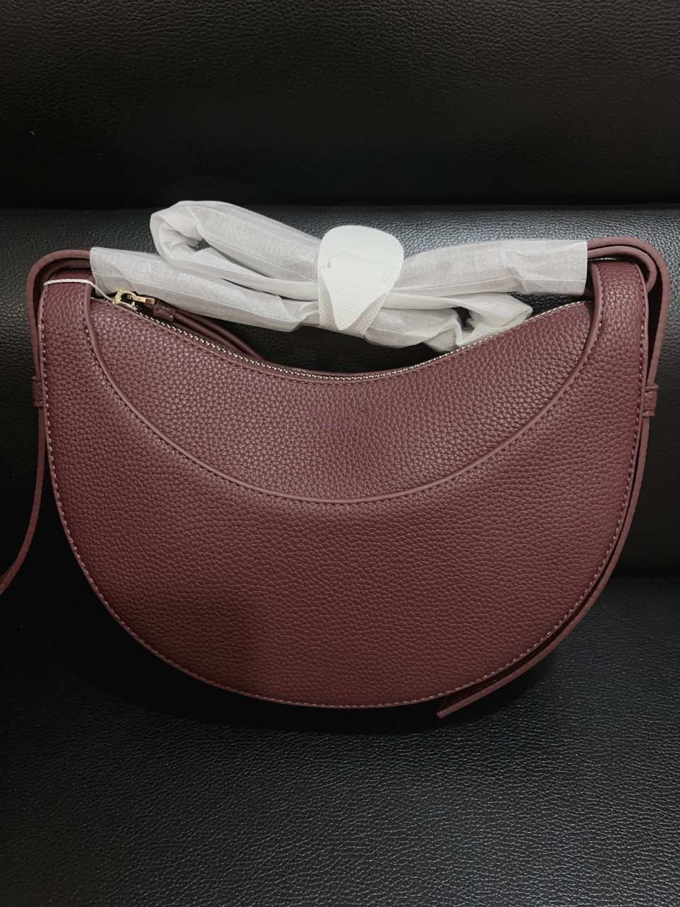 2024 Winter Brand Crossbody Handbag Saddle Women Half Moon Underarm Lychee Pattern Leather Shoulder Bags Woman