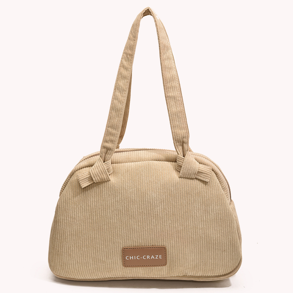 Women Corduroy Handbag Zipper Shoulder Bag With Interior Pocket Clutch Purse Underarm Bag for Work Travel