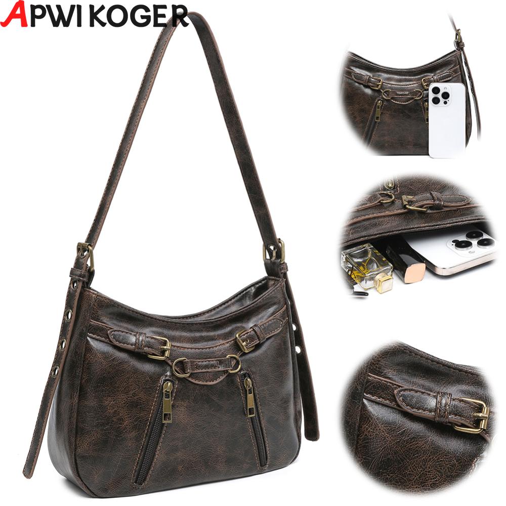 Shoulder Bag for Women Adjustable Strap Underarm Bag PU Leather with Zipper Satchel Purse Clutch Purse for Work Travel