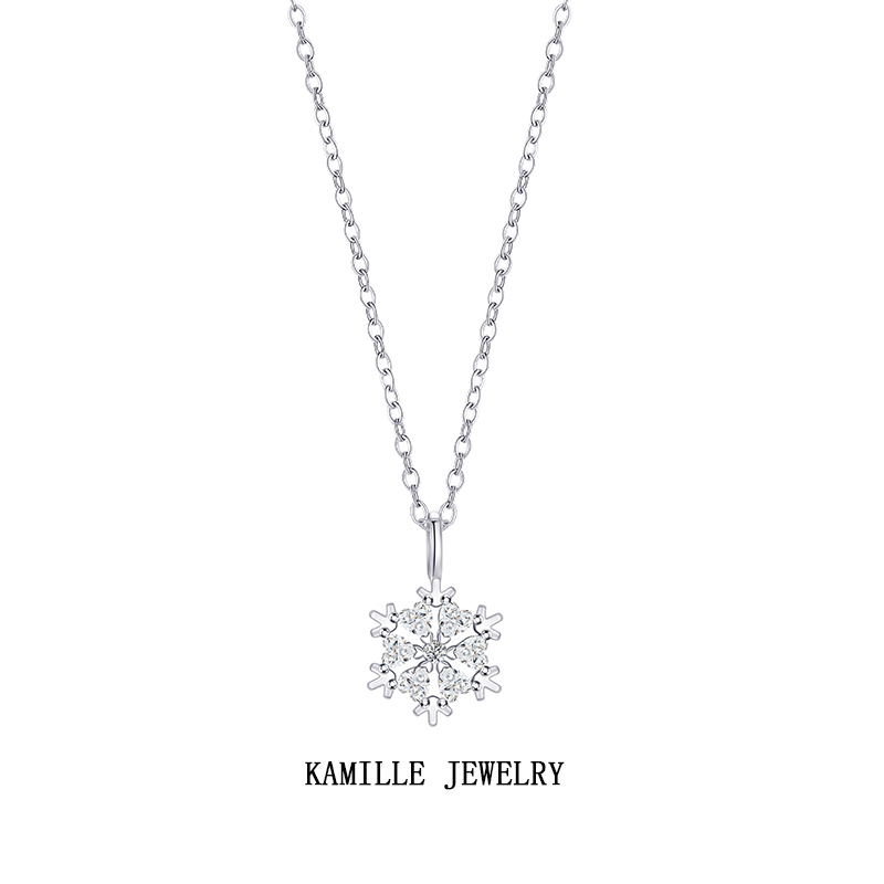 Elegant Winter Wonderland Necklace for Her - Snowflake Charm with Full Zirconia Embellishments