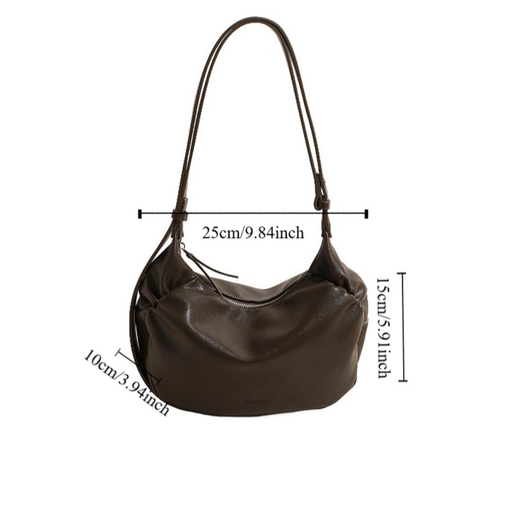 Minority Design Pu Dumpling Bag Lightweight Korean Style Retro Pillow Bag Solid Color Commuting Half-moon Shoulder Bag Daliy