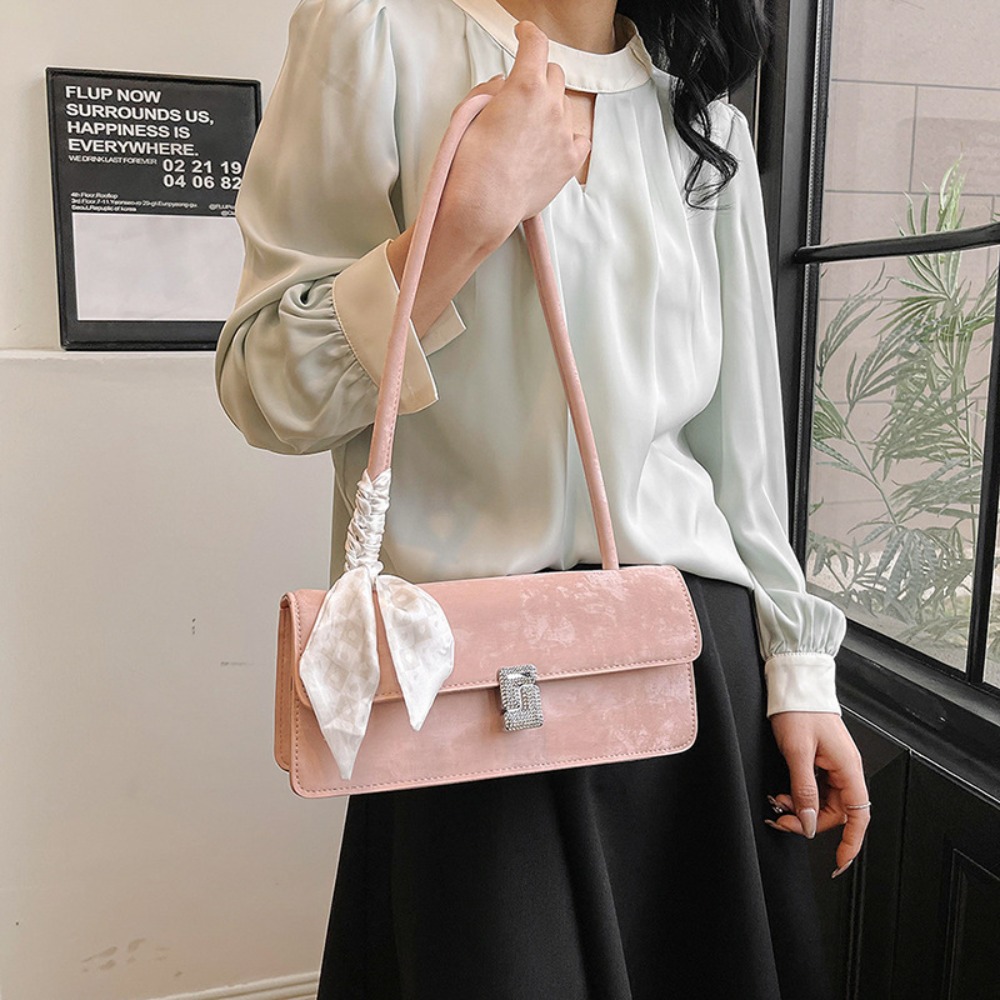Retro Silk Scarf Lady Shoulder Bag Underarm Bag Casual Commuting Bag Handbag Minimalist Business Women's Bag Banquet Bag