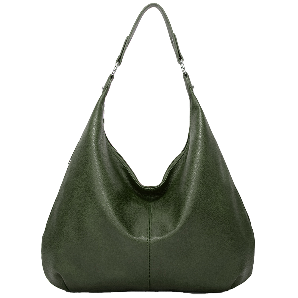 Shoulder Purse for Women with Zipper Slouchy Bag PU Leather Multi Pockets Handbag Crescent Bag for Work Travel