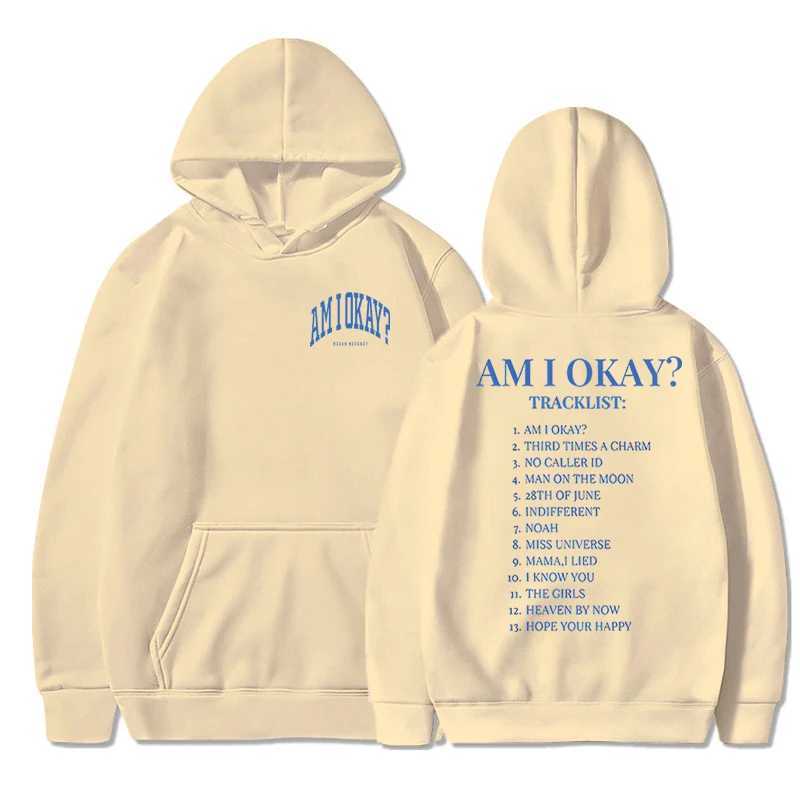 Female Singer Megan Moroney Hoodies Am I Okay? Print Hooded Multi Colors Long Sleeve Sweatshirts American Street Men Women HoodyXJ241107