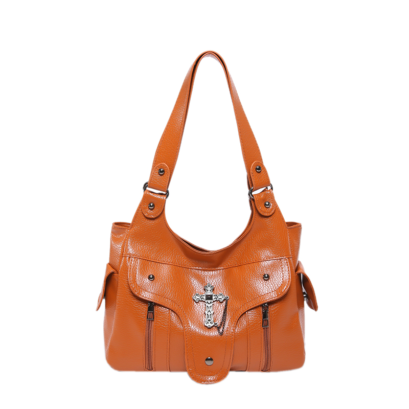 Women Retro Tote Handbag PU Leather Luxury Shoulder Bag Large Capacity Fashion Tote Bag Ladies Commute Bag