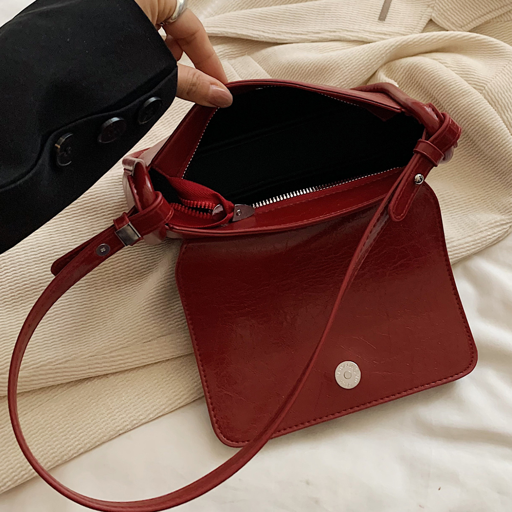 Women Retro Shoulder Bag PU Leather Bow Classic Designer Crossbody Bag Solid Color Square Underarm Bag Girls Dating Bag