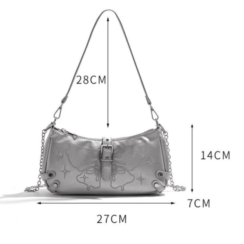 New Shoulder Bags Small Square Bag Women Zipper Silver Bow Embroidered Fashion Trend Leisure Handheld Bags Advanced Axillary Bag