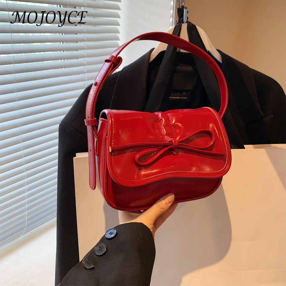 Underarm Bag for Women Bow Tie Crossbody Bag Pu Leather Adjustable Strap Hobo Bag Clutch Purse for Travel Work
