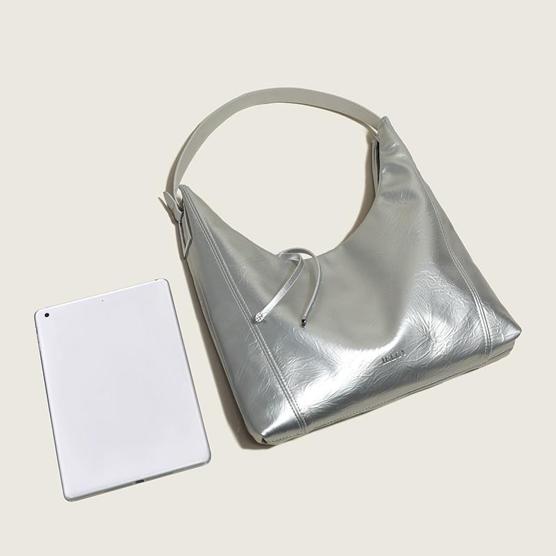 IELGY Ladies' Handheld Shoulder Bag Silver Underarm Bag Fashion Large Capacity Tote Bag