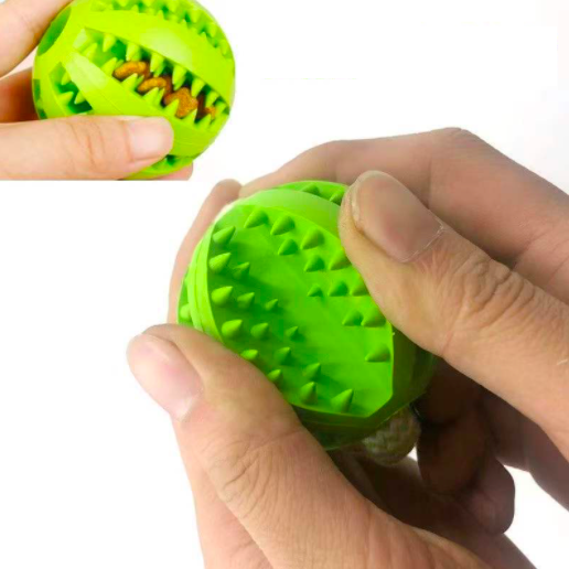 Pet Tooth Cleaning Chewing IQ Treat Ball Food Dispensing Bite Chew Knot Training Tugging Playing Rubber Rope Dog Ball Toys