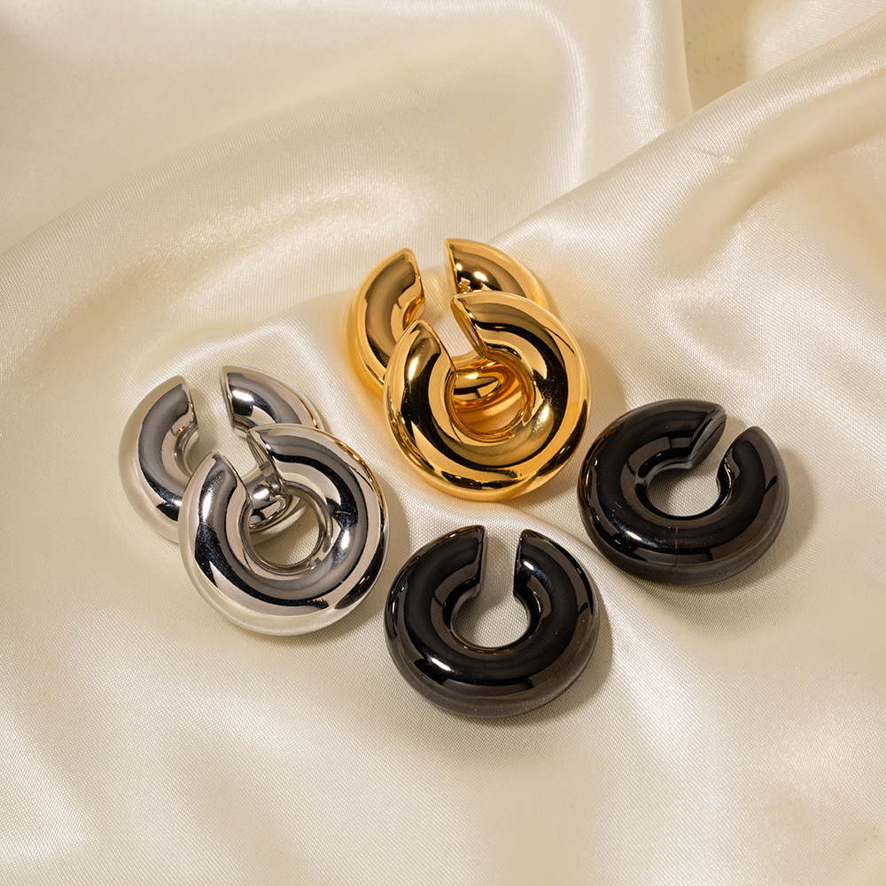 Designer Retro C-shaped Ear Clip for Women Stainless Steel Plated 18K Gold Classic Banquet Party Wedding Jewelry Free Shipping Wholesale