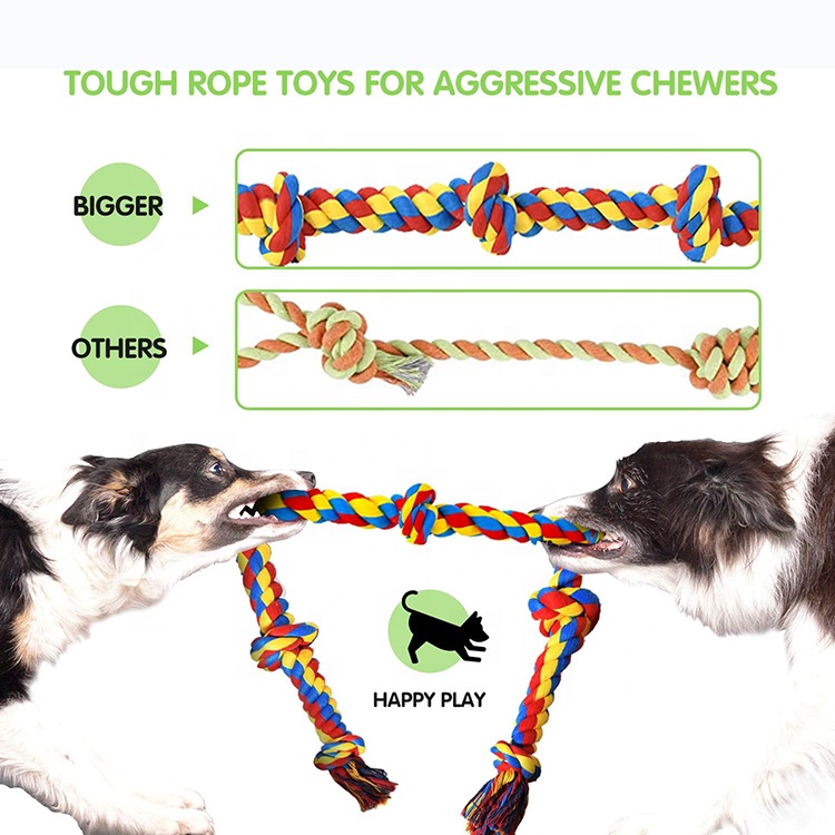 Popular Pet Supplies Dog Dental Rope Toys Knots Indestructible Cotton Puppy Teething Chew Toy Set