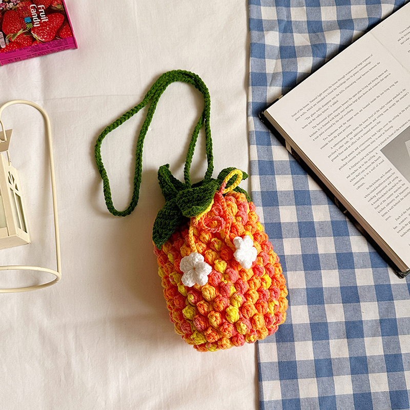 Women Crochet Shoulder Bag Top Handle Bag Slouchy Hobo Bag Knitted Tote Purse Fashion Pineapple Tote Bag Handwoven Bucket Bag