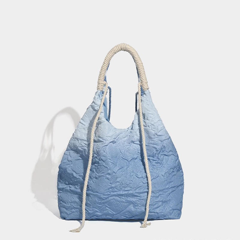 JIOMAY-Blue Vintage Large Capacity Tote Bag For Women Tie-dyed Fabric Accessory Rose Shoulder Bags High Quality Lace Handbag