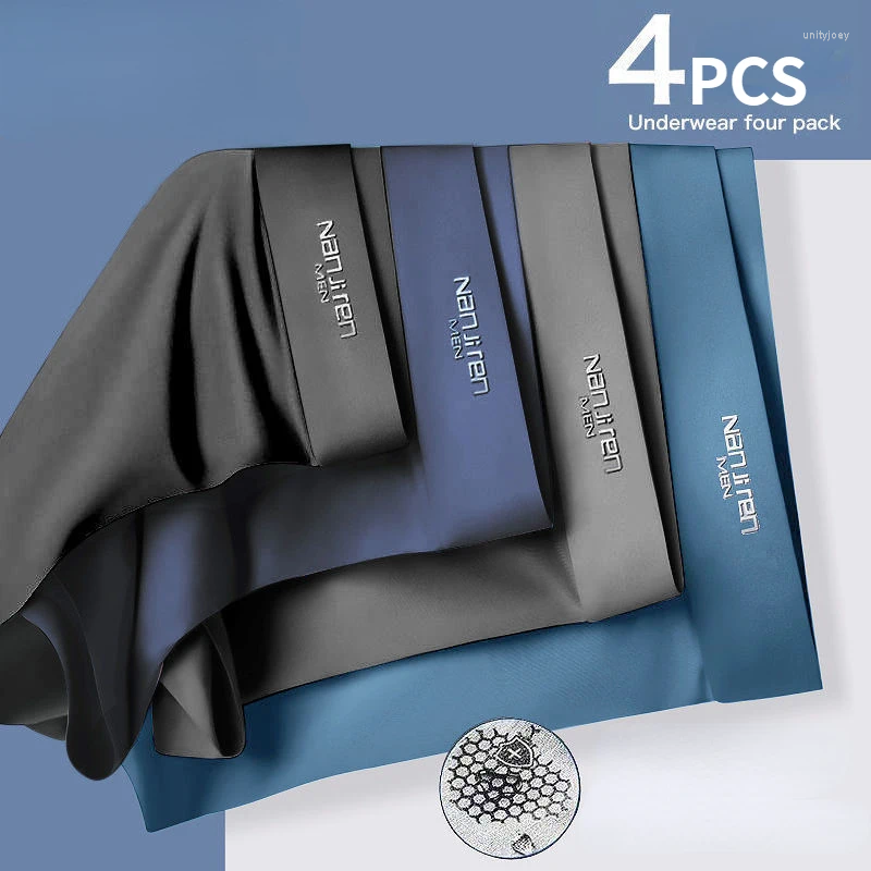 Underpants 4PCS Mens Boxers Ice Silk Man Underwear Boxer Graphene Men Breathable Comfortable Men's Panties Ultrathin BoxerShorts