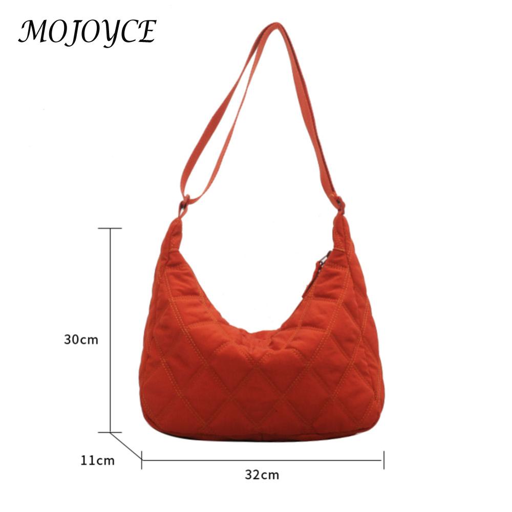 Women Simple Commuting Bag Solid Color Quilted Diamond Lattice Tote Bag Adjustable Strap Large Capacity for Autumn Winter